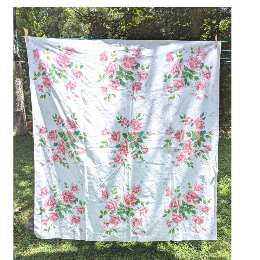Wilendur Tablecloth Retro Home Decor Vintage Cottagecore Floral Rose Print 51x53
